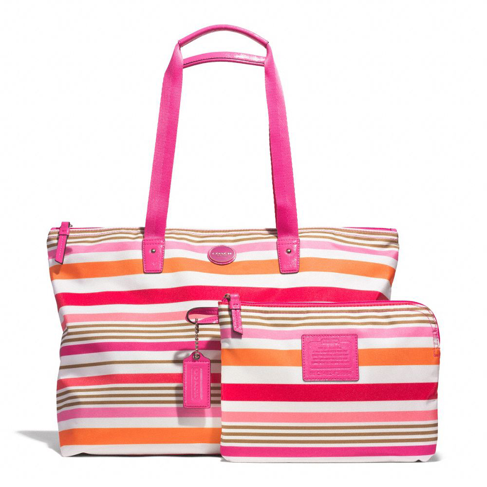 Getaway Multicolor Striped Weekender Travel Tote Pink / Multicolor # F31964